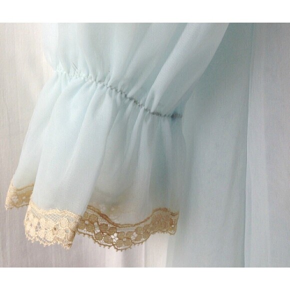 Vtg Vanity Fair Women's Robe Dressing Gown Small Sheer Blue Double Chiffon - Picture 4 of 5